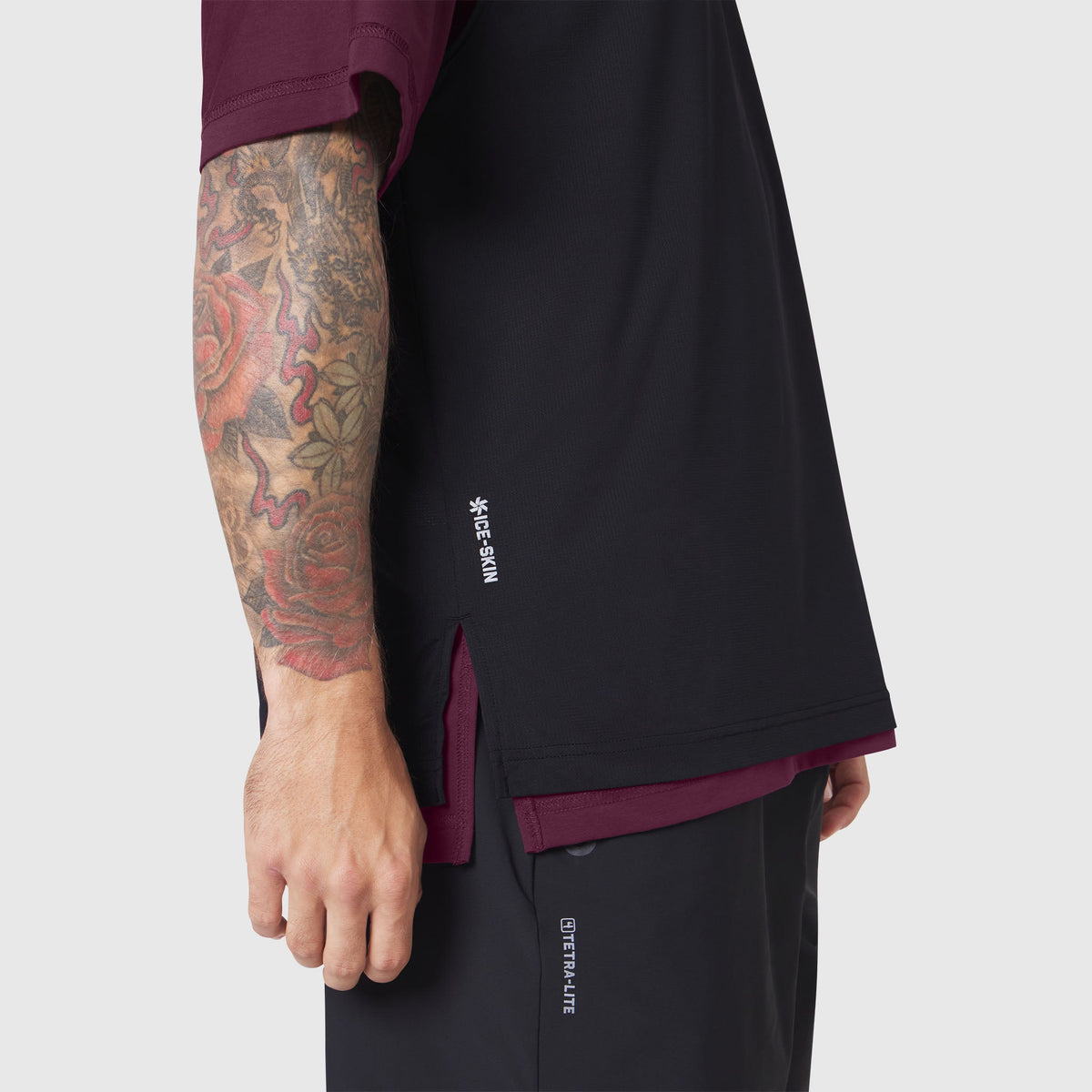 1186. SUPIMA® Ice-Skin™ Reversible Tee - Merlot/Black | ASRV