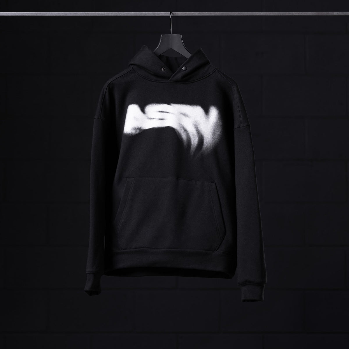 0874. Tech-Terry™ Zip Pocket Hoodie - Black "Signal Lost" | ASRV