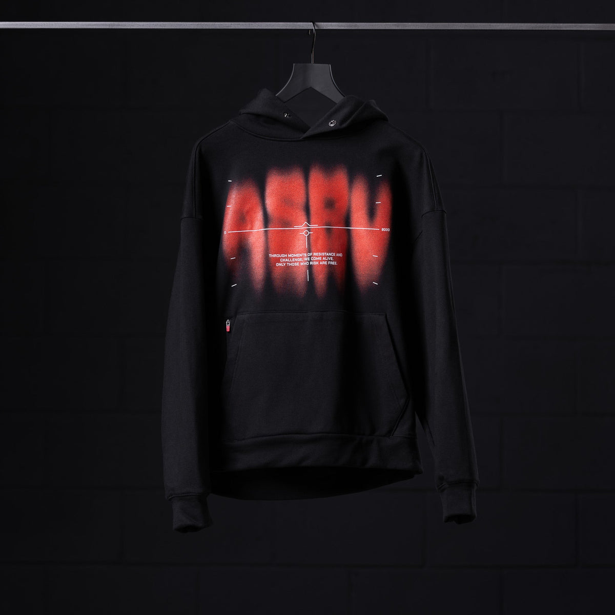 0874. Tech-Terry™ Zip Pocket Hoodie - Black "Target Acquired" | ASRV
