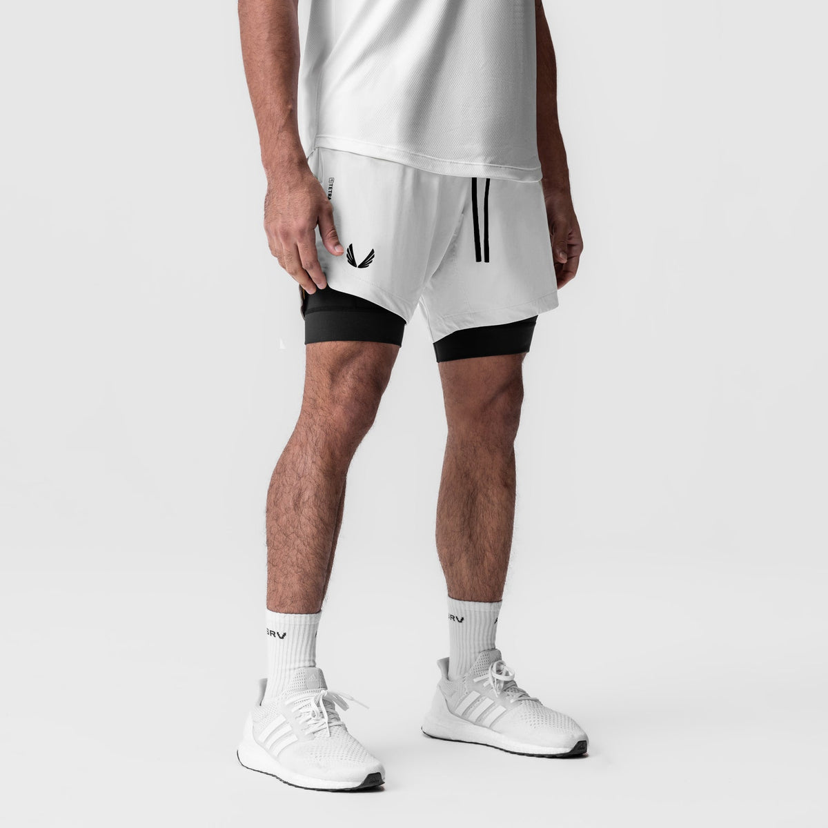 0866. Tetra-Lite® 7" Liner Short - White "Wings"/Black | ASRV