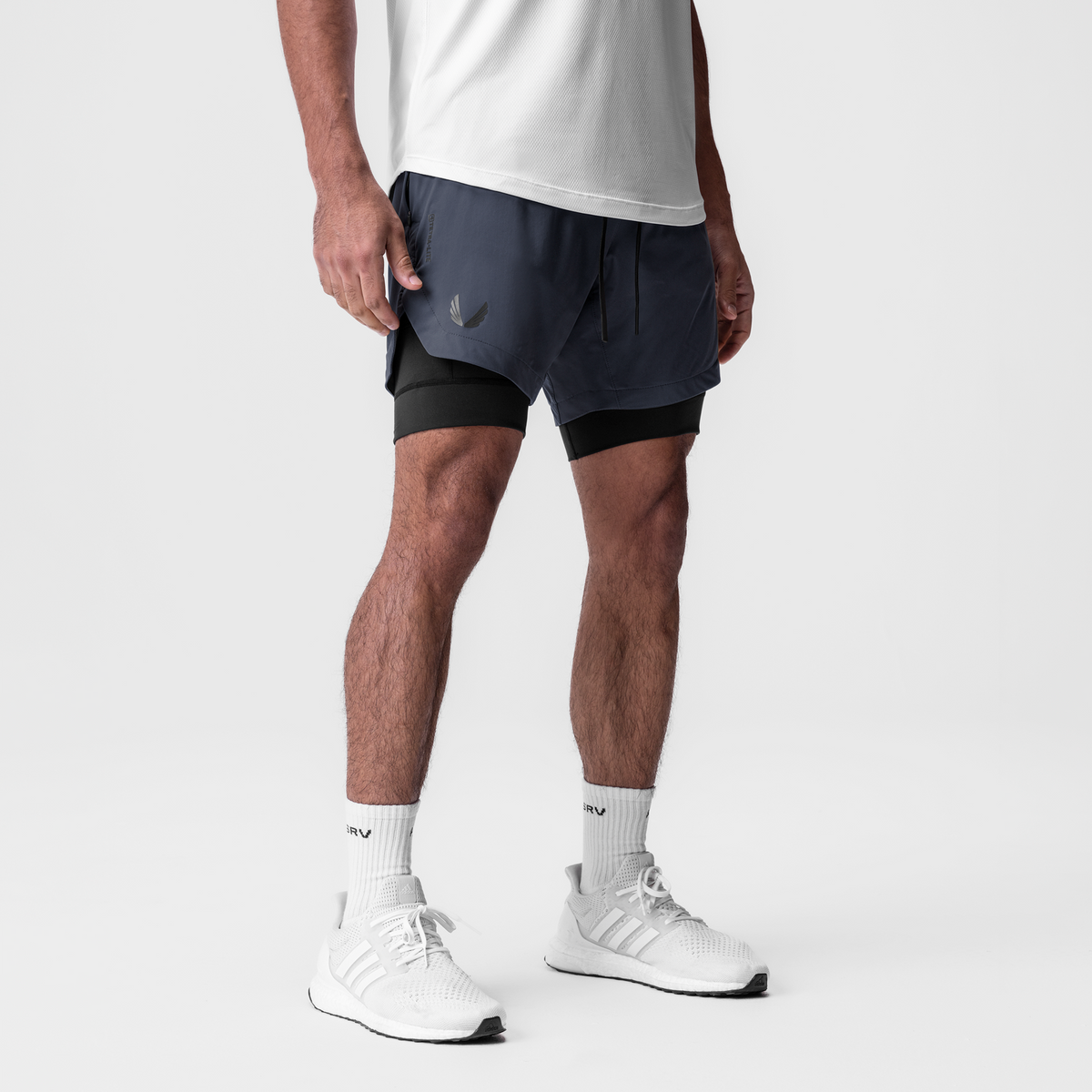 0866. Tetra-Lite® 7" Liner Short - Navy "Wings"/Black | ASRV