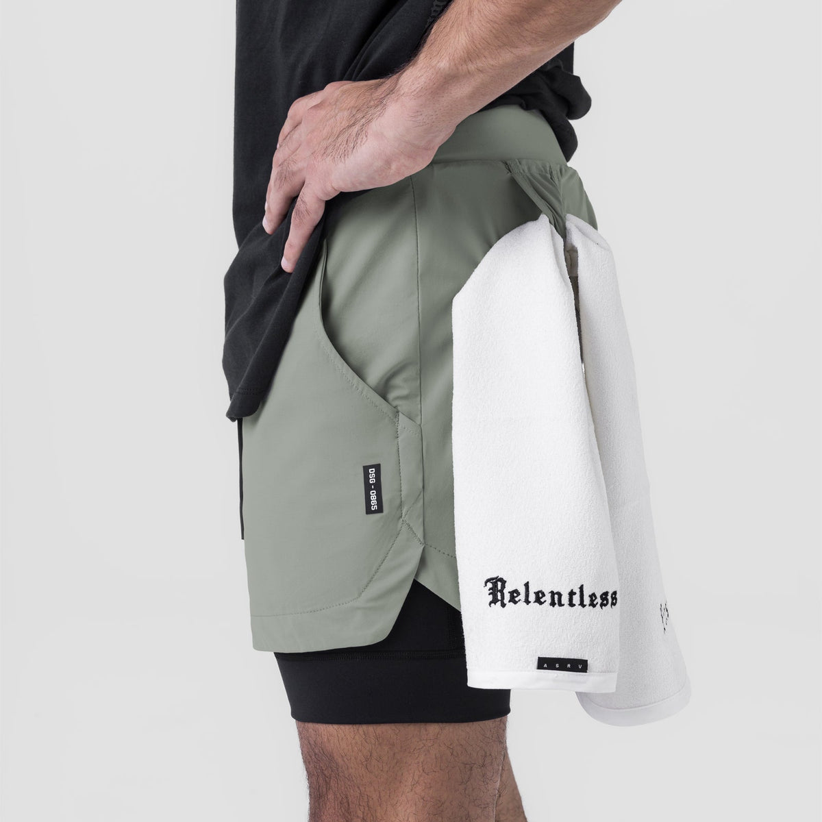 0865. Tetra-Lite® 5" Liner Short - Sage "Wings"/Black | ASRV