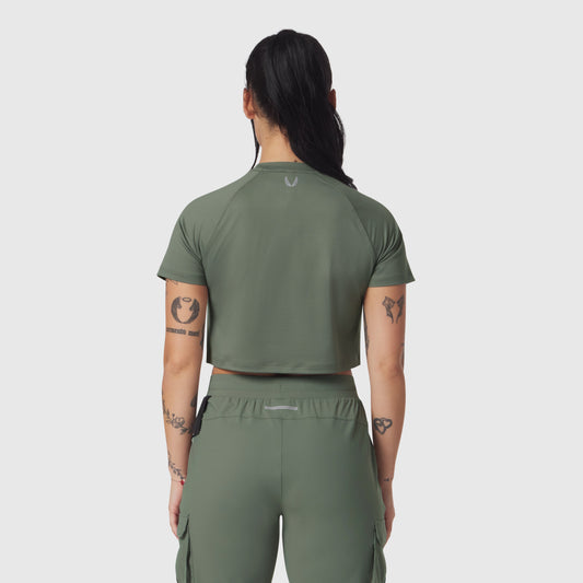 W018. AeroSilver® Cropped Tee - Sage | ASRV