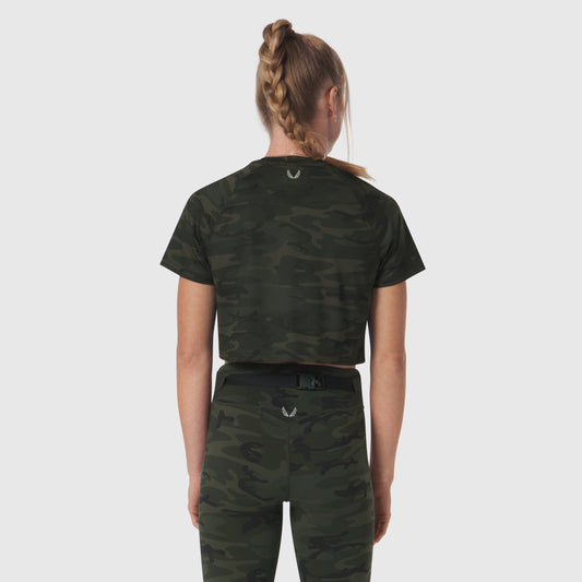 W018. AeroSilver® Cropped Tee - Dark Camo | ASRV
