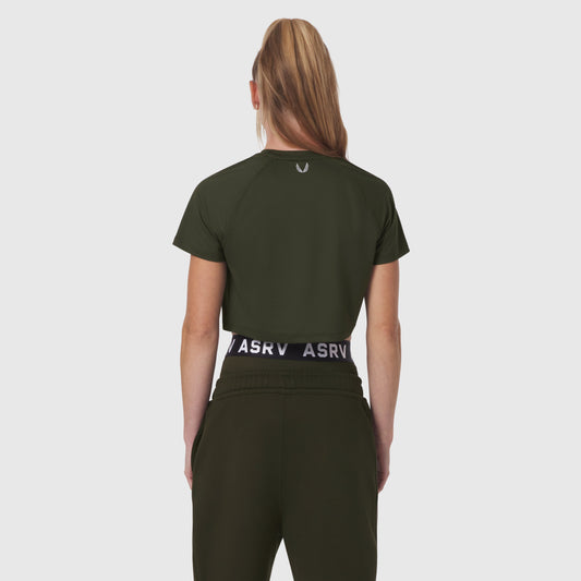 W018. AeroSilver® Cropped Tee - Olive | ASRV