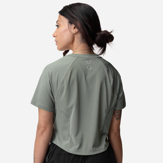 ASRV x Equinox AeroSilver® Cropped Training Tee - Sage | ASRV