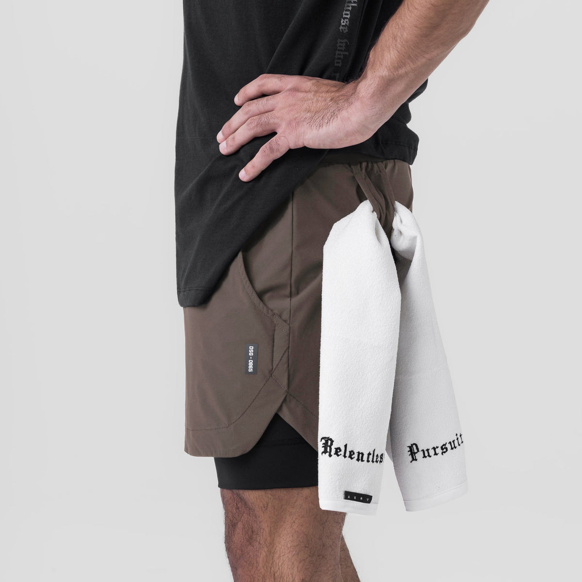 0865. Tetra-Lite® 5" Liner Short - Deep Taupe "Wings"/Black | ASRV
