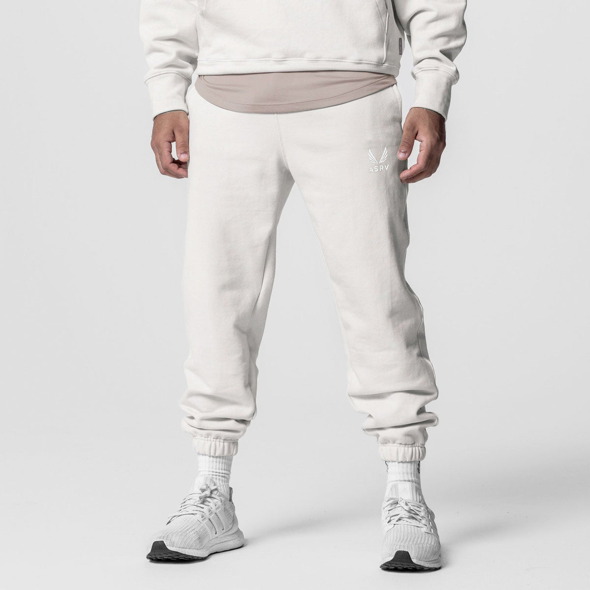 0655. Tech-Terry™ Oversized Sweats - Stone "Emblem" | ASRV