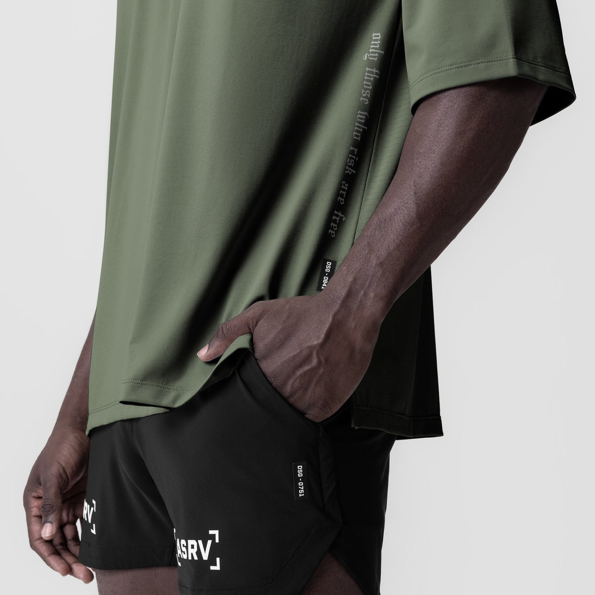 0841. 3D-Lite® 2.0 Lycra® 3/4-Sleeve Oversized Tee - Olive "OTWR" | ASRV