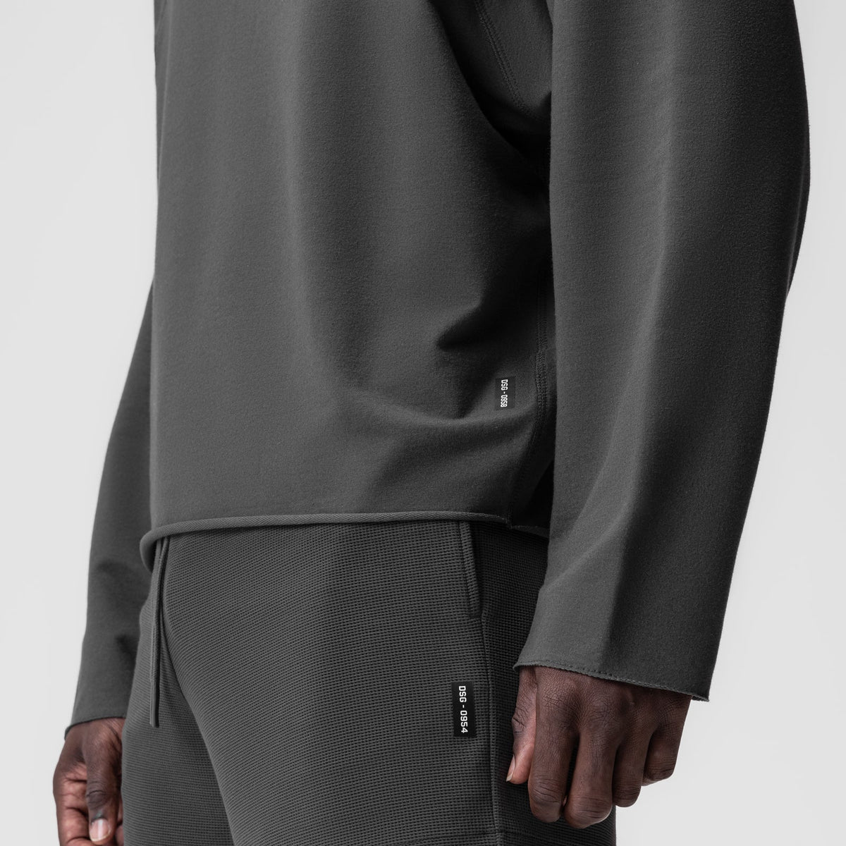 0958. Micro-Terry Raw Hem Hoodie - Space Grey | ASRV