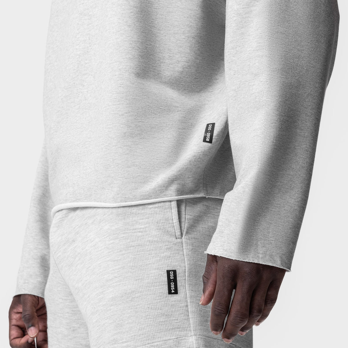 0958. Micro-Terry Raw Hem Hoodie - Heather Grey | ASRV