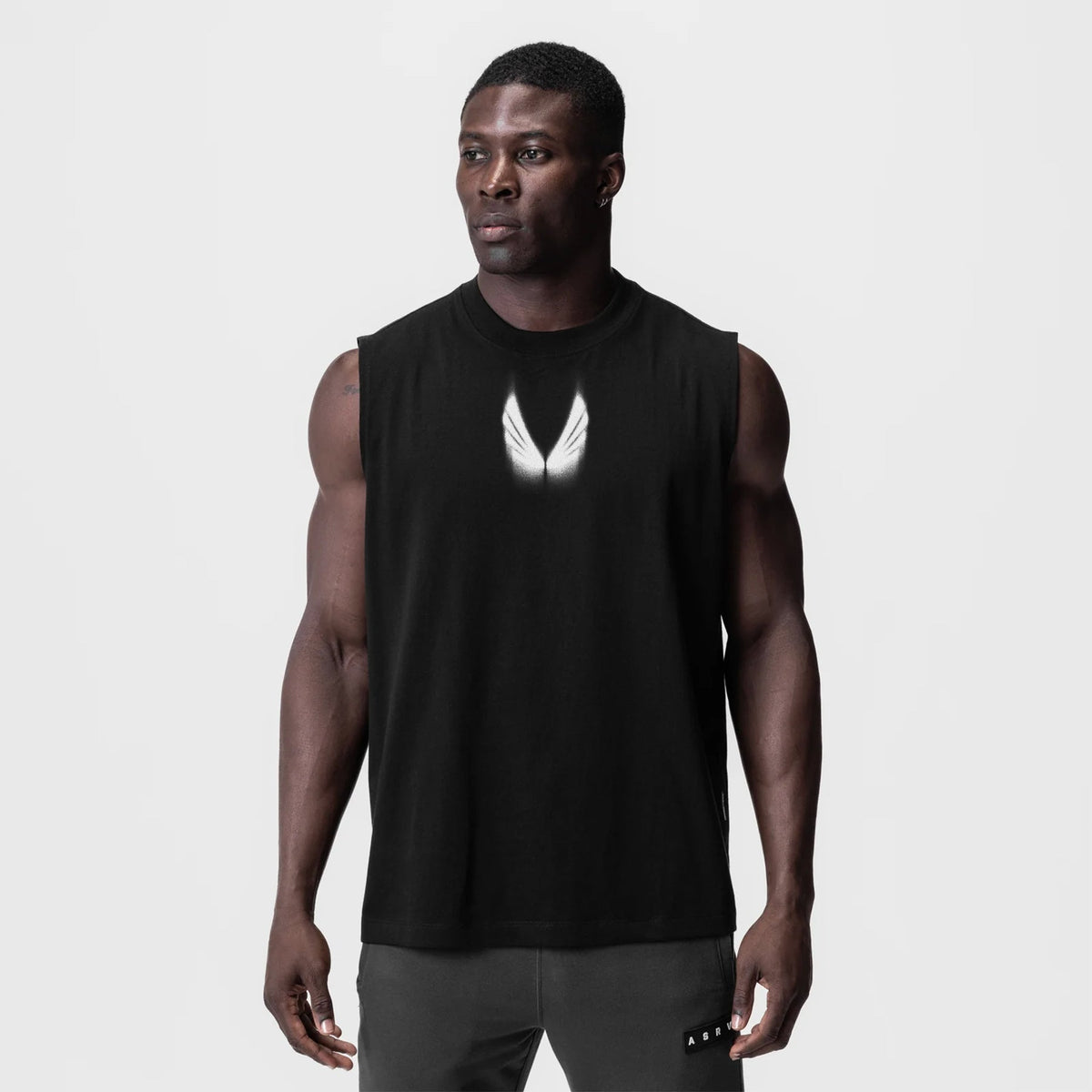 0807. Tech Essential™ Relaxed Cutoff - Black "Motion Blur" | ASRV