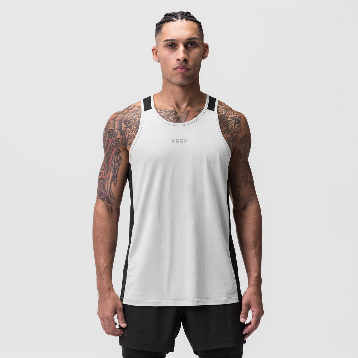 0809. Supima® Mesh Panel Training Singlet - White | ASRV
