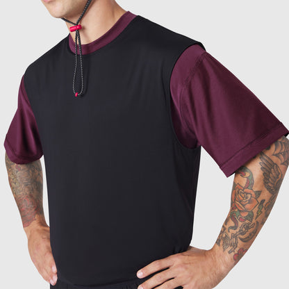 1186. SUPIMA® Ice-Skin™ Reversible Tee - Merlot/Black | ASRV