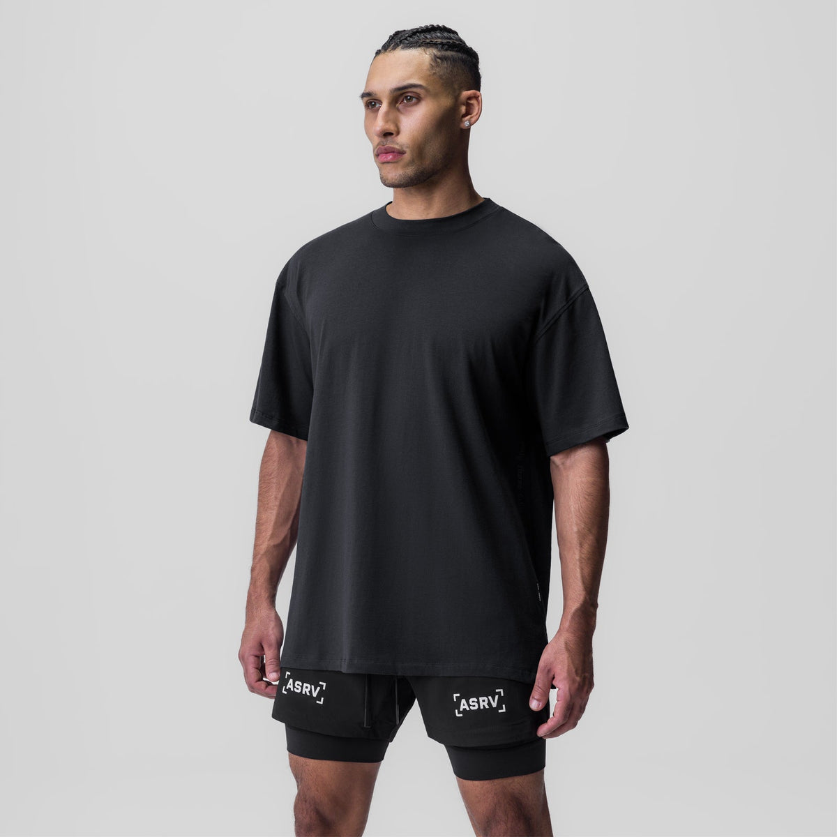 0824. Supima® Oversized Tee - Black | ASRV