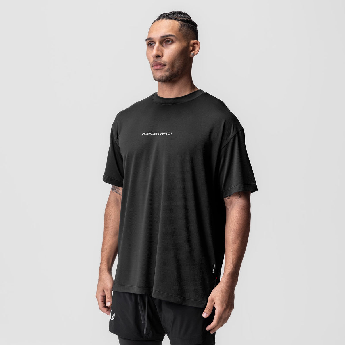 0822. AeroSilver® Oversized Tee - Black "RP" | ASRV