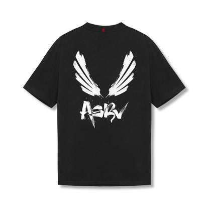 0797. Tech Essential™ Relaxed Tee - Black "Brush Wings/ASRV" | ASRV