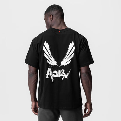 0797. Tech Essential™ Relaxed Tee - Black "Brush Wings/ASRV" | ASRV