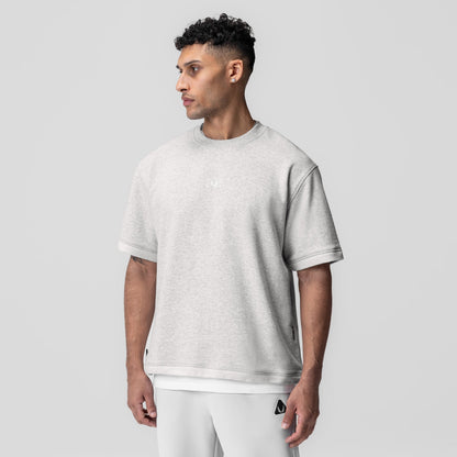 1026. Herringbone Terry Oversized Cinch Tee - Heather Grey | ASRV