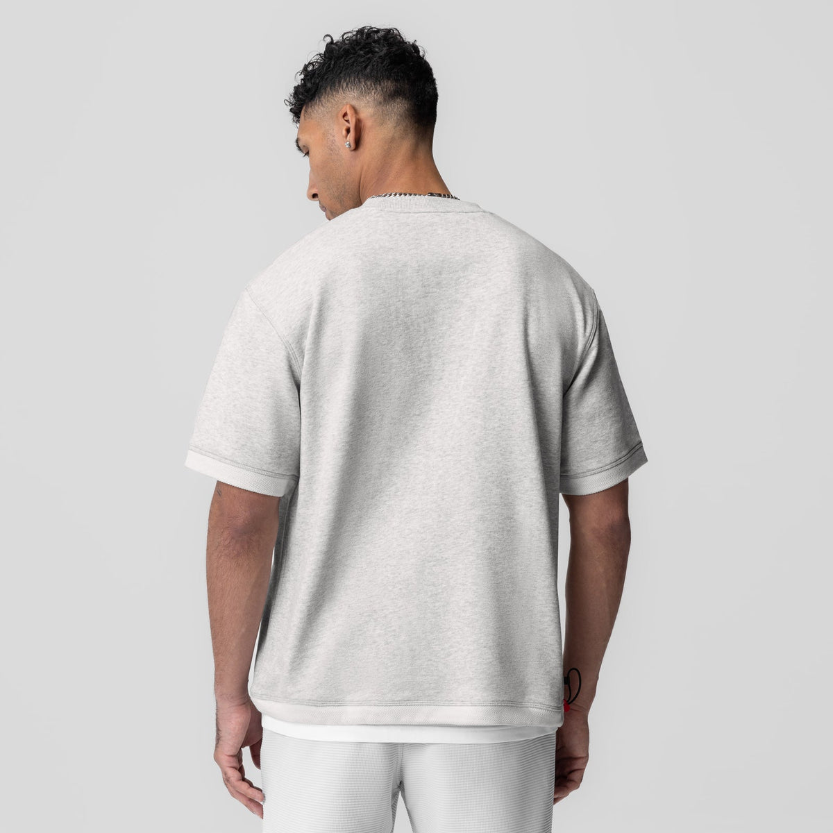 1026. Herringbone Terry Oversized Cinch Tee - Heather Grey | ASRV