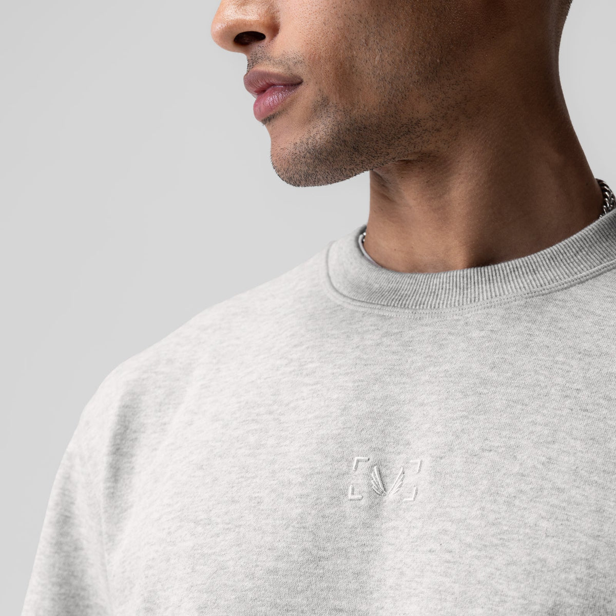 1026. Herringbone Terry Oversized Cinch Tee - Heather Grey | ASRV
