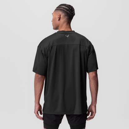 0822. AeroSilver® Oversized Tee - Black "Box Logo" | ASRV
