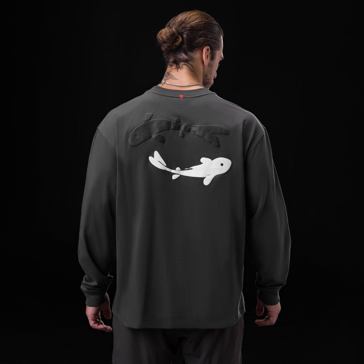 0851. Tech Essential™ Relaxed Long Sleeve - Space Grey "Koi" | ASRV