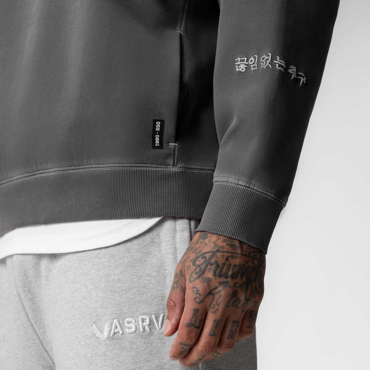 0861. Tech Essential™ Distressed Crewneck - Faded Grey | ASRV