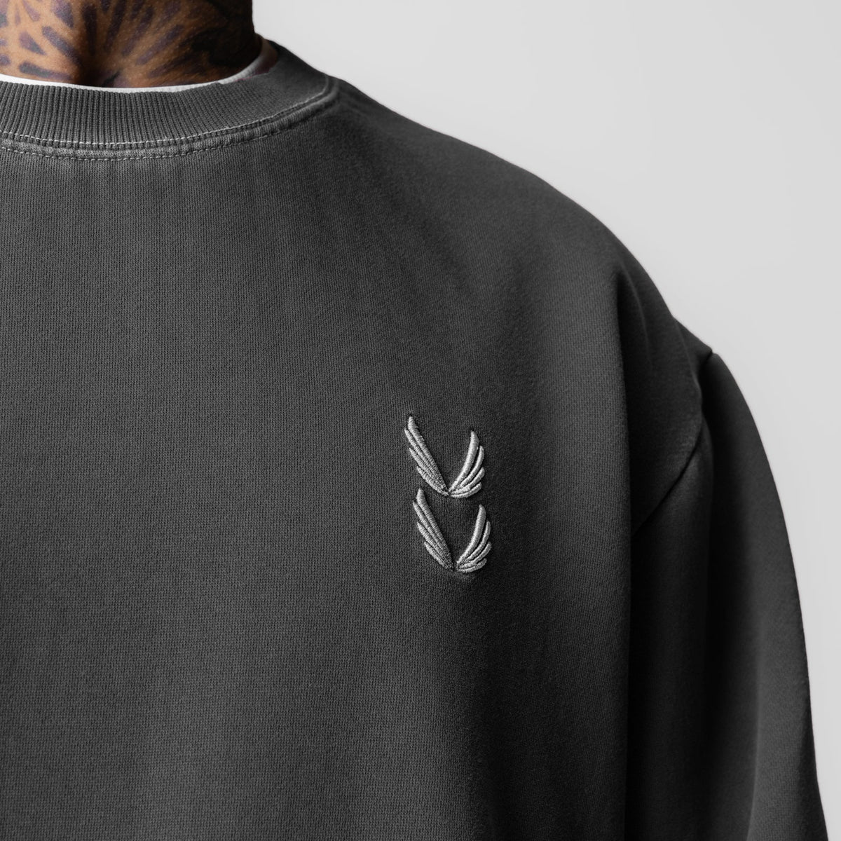 0861. Tech Essential™ Distressed Crewneck - Faded Grey | ASRV