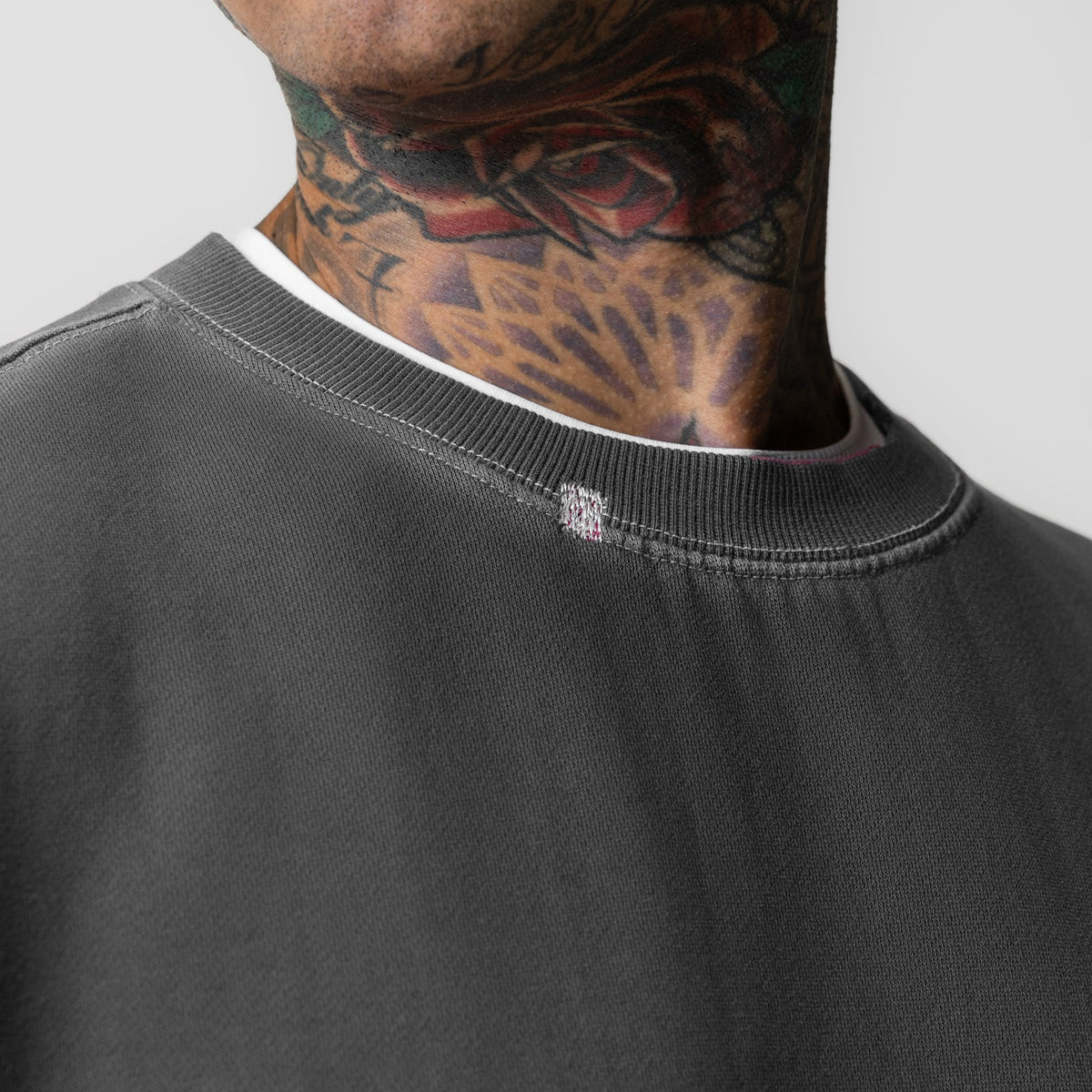 0861. Tech Essential™ Distressed Crewneck - Faded Grey | ASRV