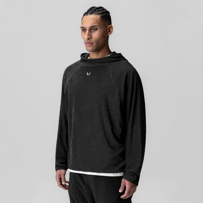 1054. Towel Terry Reversible Hoodie - Black | ASRV