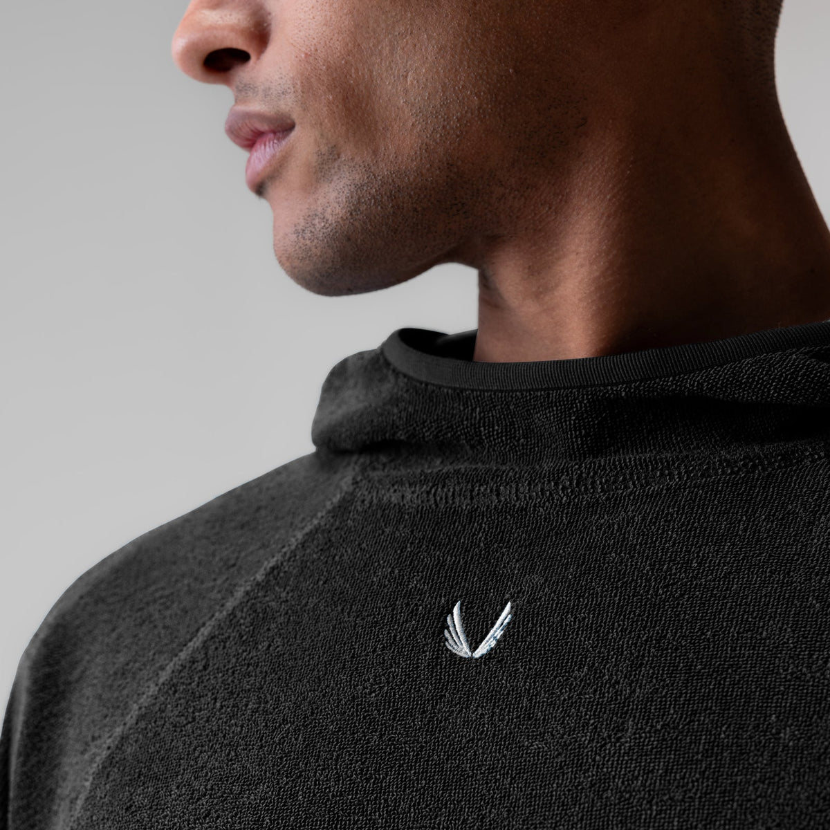 1054. Towel Terry Reversible Hoodie - Black | ASRV