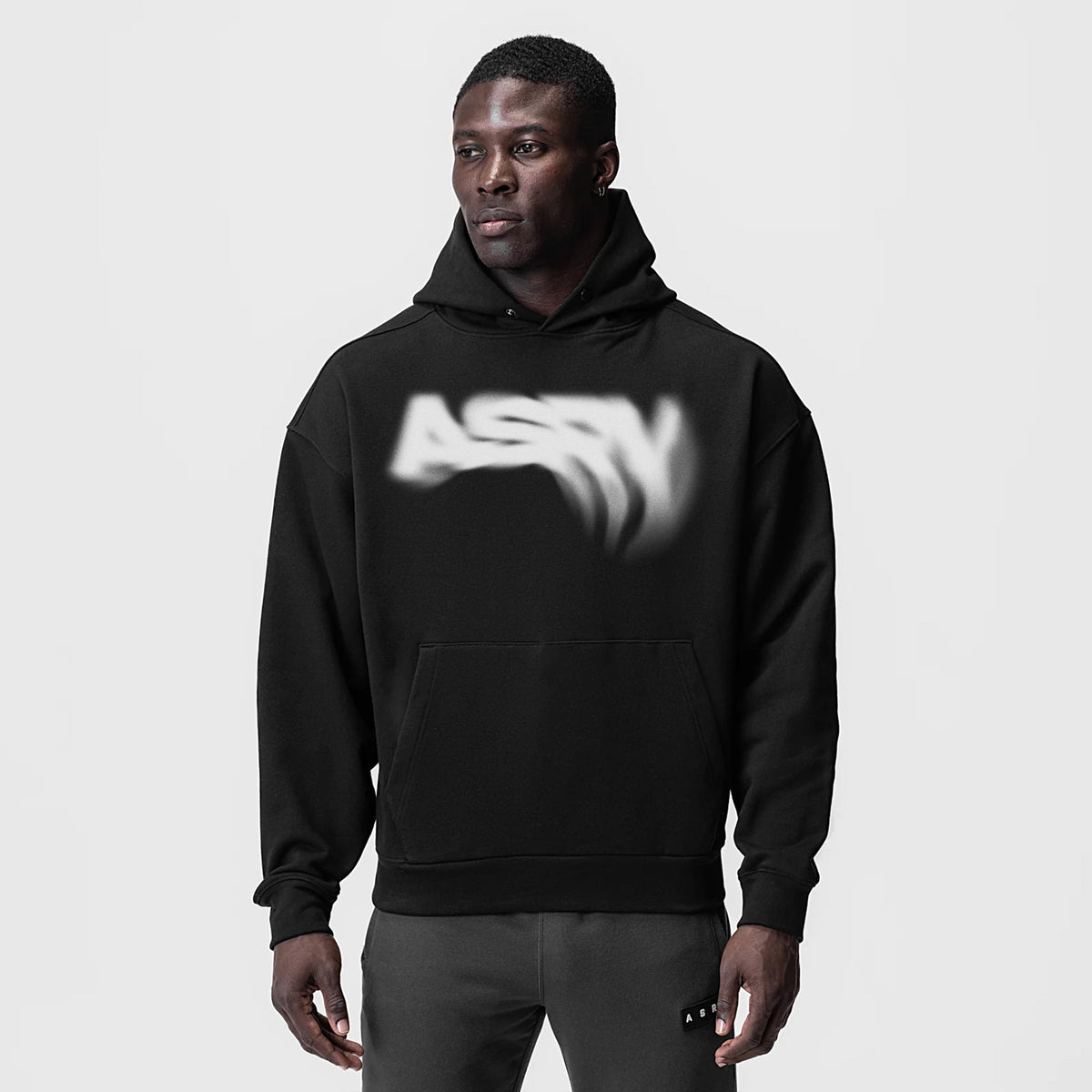 0874. Tech-Terry™ Zip Pocket Hoodie - Black "Signal Lost" | ASRV
