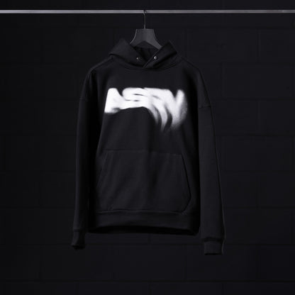 0874. Tech-Terry™ Zip Pocket Hoodie - Black "Signal Lost" | ASRV