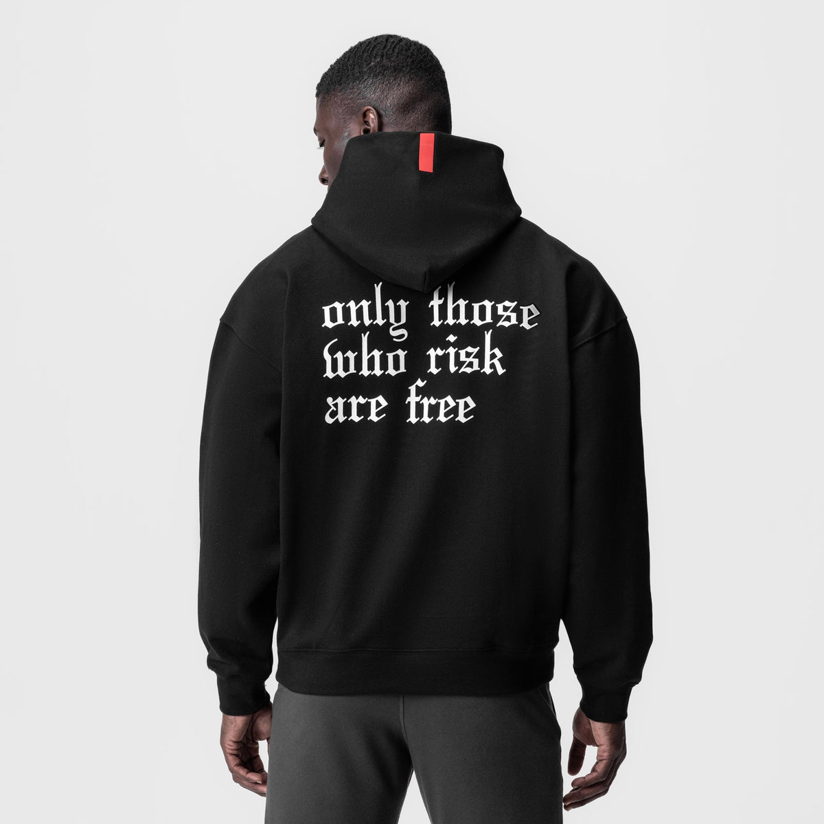 0874. Tech-Terry™ Zip Pocket Hoodie - Black/White "OTWR" | ASRV