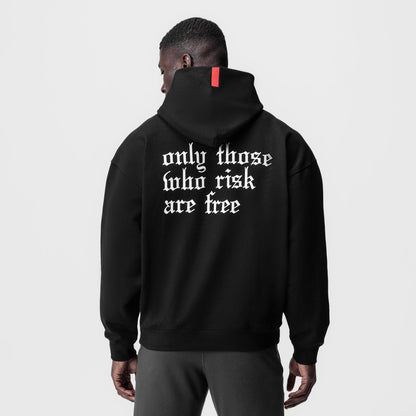 0874. Tech-Terry™ Zip Pocket Hoodie - Black/White "OTWR" | ASRV