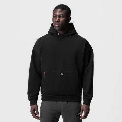 0874. Tech-Terry™ Zip Pocket Hoodie - Black/White "OTWR" | ASRV