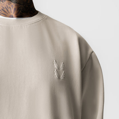 0861. Tech Essential™ Distressed Crewneck - Faded Stone | ASRV