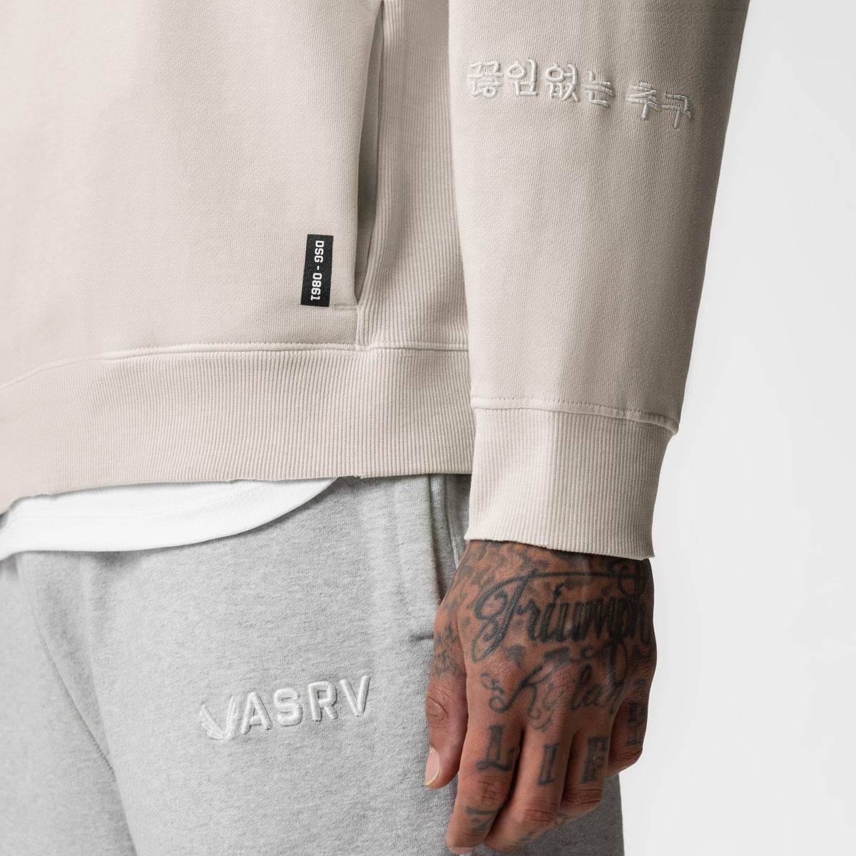 0861. Tech Essential™ Distressed Crewneck - Faded Stone | ASRV