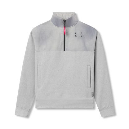 0903. Tech-Terry™ Paneled Quarter Zip - Heather Grey "Wave Dye" | ASRV