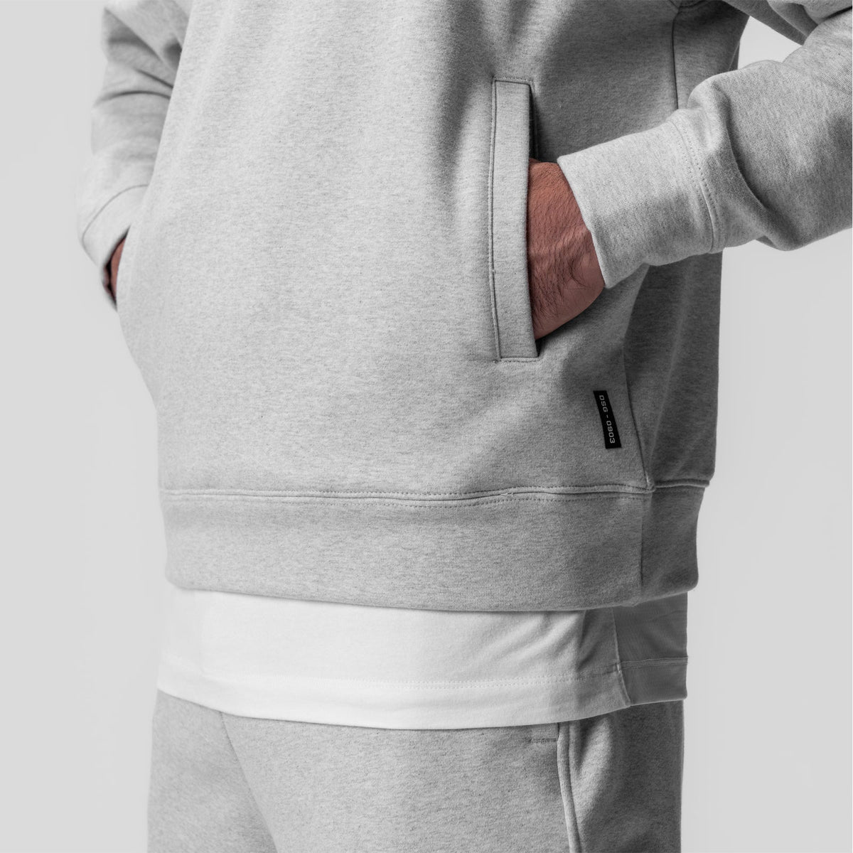 0903. Tech-Terry™ Paneled Quarter Zip - Heather Grey "Wave Dye" | ASRV