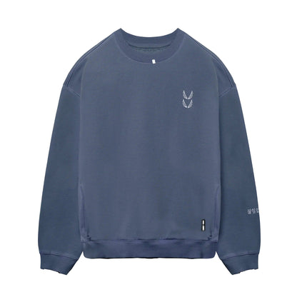0861. Tech Essential™ Distressed Crewneck - Faded Navy | ASRV