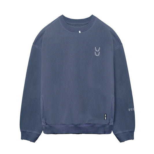 0861. Tech Essential™ Distressed Crewneck - Faded Navy | ASRV