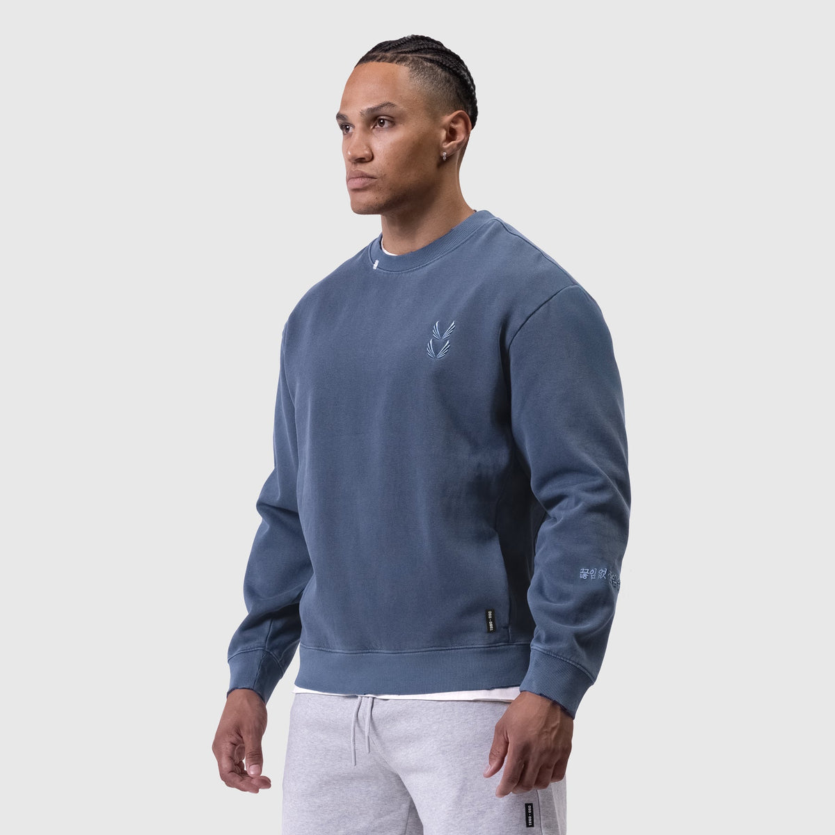 0861. Tech Essential™ Distressed Crewneck - Faded Navy | ASRV