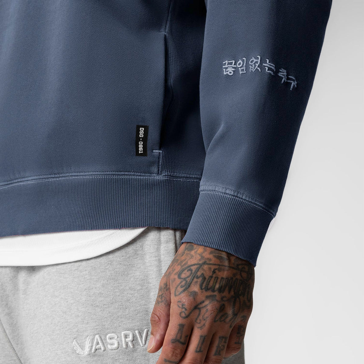 0861. Tech Essential™ Distressed Crewneck - Faded Navy | ASRV