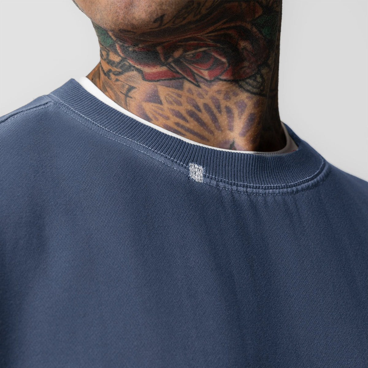 0861. Tech Essential™ Distressed Crewneck - Faded Navy | ASRV
