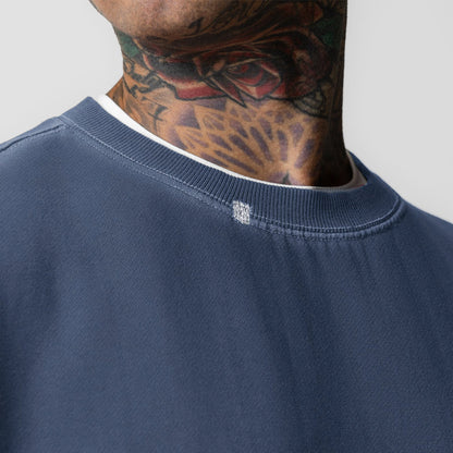 0861. Tech Essential™ Distressed Crewneck - Faded Navy | ASRV