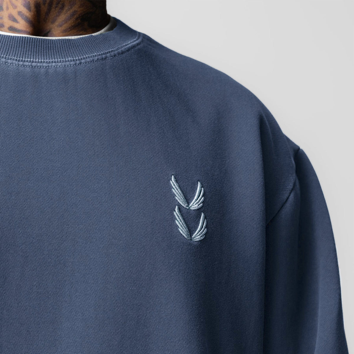 0861. Tech Essential™ Distressed Crewneck - Faded Navy | ASRV