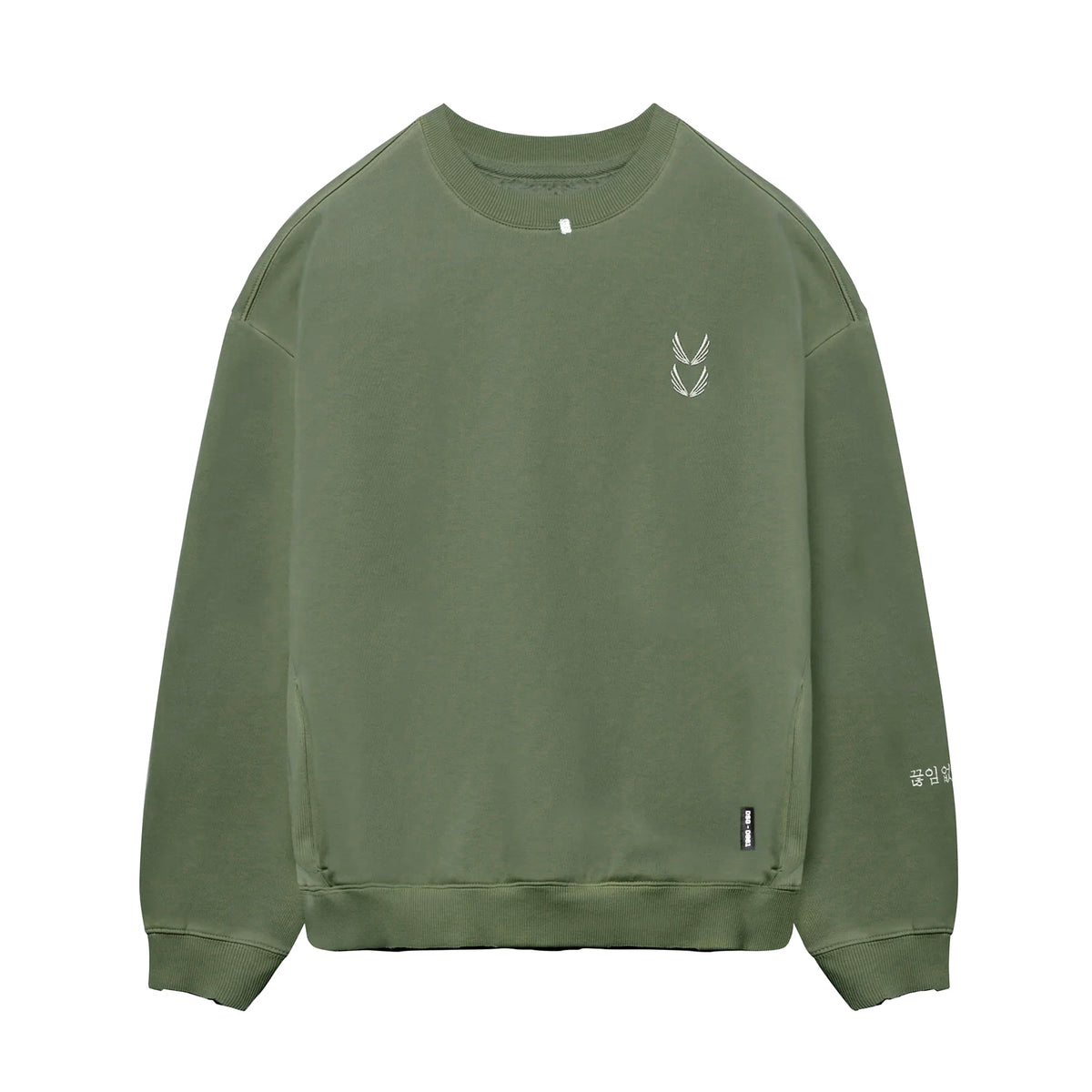 0861. Tech Essential™ Distressed Crewneck - Faded Olive | ASRV