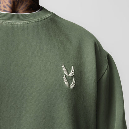 0861. Tech Essential™ Distressed Crewneck - Faded Olive | ASRV